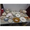 Image 1 : China Set Including Chamber Pot, Pitcher, Serving Plates, Bowls, and Saucers in Assorted Patterns.