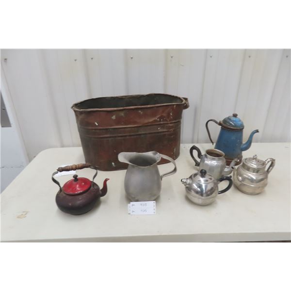 Copper Boiler and Enamel Kettle