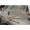 Image 1 : Five Hand Yard Tools Including Spade, Rakes, and Forks