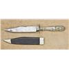 Image 1 : Cutlery gripped clip point bowie knife and leather sheath, by Manson of Sheffield, approx. 12” overa