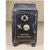 Image 1 : Old iron floor safe approx. 11” wide, 13-1/2” deep and 14” high on iron wheels in overall good condi