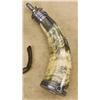 Image 1 : Silver mounted Sykes Patent powder horn, approx. 11” overall with finely hallmarked butt cap showing