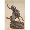 Image 1 : Older re-cast bronze of C.M. Russell’s “Smokin’ Up”, approx. 12” x 10” x 7” in overall very good con