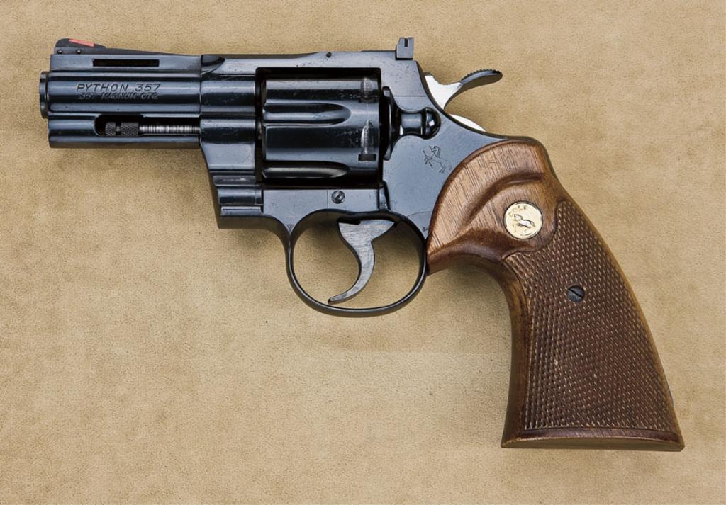 Colt Python Model DA revolver, .357 Magnum cal., rare 3” barrel, blue ...