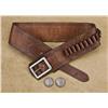 Image 1 : Wide tooled leather combination money/cartridge belt with square nickel buckle, no maker’s marks but