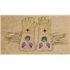 Image 1 : Pair of beaded buckskin fringed gauntlets in overall good condition, circa turn of the 19th to 20th 