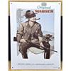 Image 1 : Minty condition porcelain on metal Mauser advertiser, approx. 17” x 12” showing a German hunter hold
