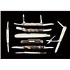 Image 1 : Lot of eight knives including a fruit knife, approx 5-7/16” closed. Blade is marked “Rostfrei Stainl