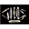 Image 1 : Nine piece lot including a tiny single-blade German pocket knife marked “Pike’s Peak”. A small singl