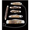 Image 1 : Six item lot including a large coke-bottle pattern folding hunter knife by Western States. Large cli