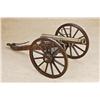 Image 1 : Well-accomplished miniature desk-sized brass barrel cannon on wood carriage showing considerable det