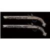 Image 2 : Beautifully ornamented large pair of flintlock pistols, .65 cal., 12-1/2” barrels, 19-1/2” overall; 
