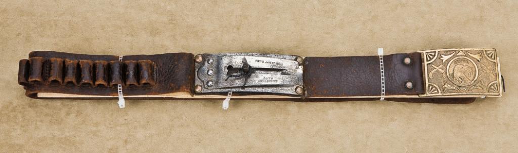 Original rare Bridgeport “holsterless” rig including leather cartridge ...