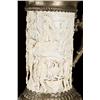 Image 8 : Fantastic carved ivory display stein measuring approx. 15-1/2” in height and 7” across the base with