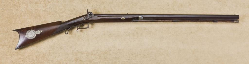 Desirable H. E. Dimick half stocked percussion plains type rifle, .50 ...