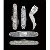 Image 1 : Lot of five items including a pair of figural gal leg tweezers marked “The Yankee” “Patent 1910”. Se