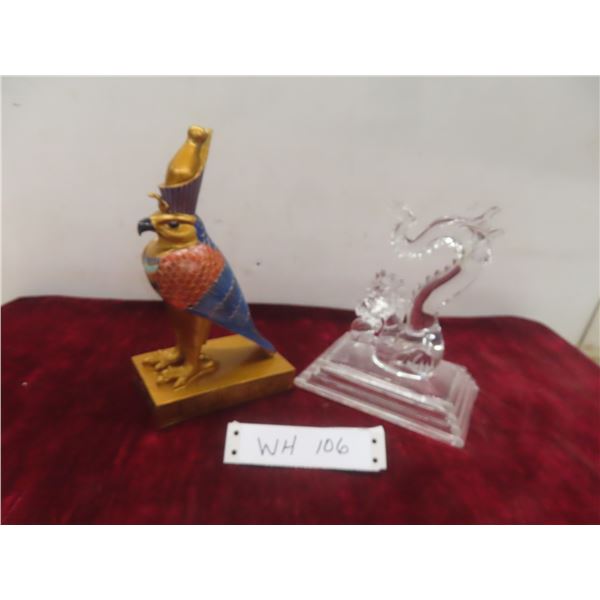Towle Austrian Crystal Dragon and Egyptian Horus Falcon