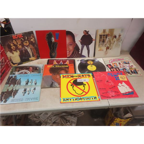 12 LP Records Including AC/DC Janet Jackson Patti Labelle Etc
