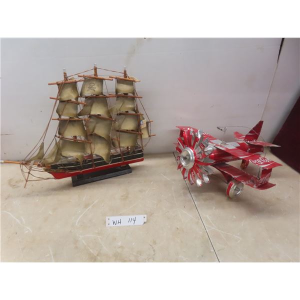 Replica Wooden Whaling Ship and Coca-Cola Airplane