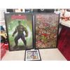Image 1 : 2 26" X 38" Marvel Superhero Displays and 14" X 14" Spiderman Shadowbox