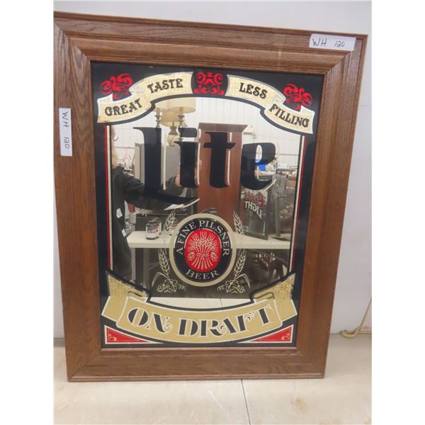 24" X 30" Miller Lite Mirrored Beer Sign