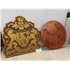 Image 1 : Wooden Wall Wine Rack and Coat of Arms Display, 24" X 24"