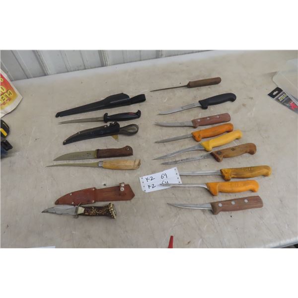 Lot of 13 Knives Fillet Hunting and Butcher