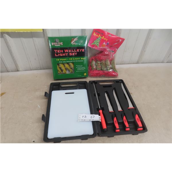 New Fillet and Butcher Knives in Case Plus Scissors Fish Patio Lights