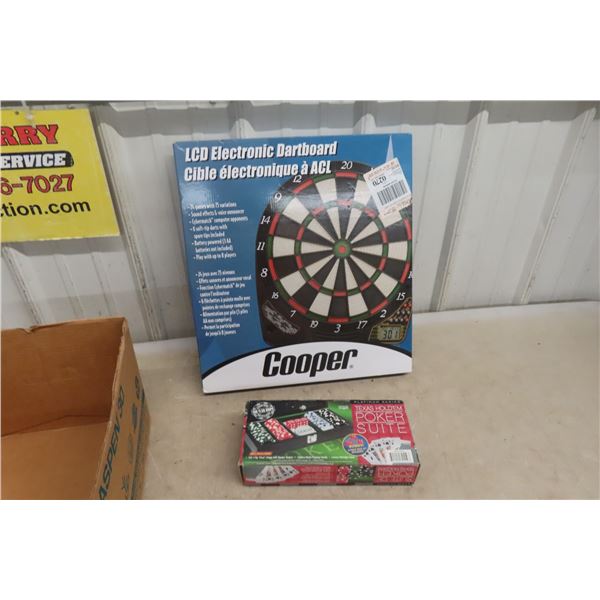 LCD Electronic Dartboard and Texas Hold’Em Poker Set