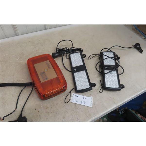 Lot of Three Led Lights: Two Spotlights and One Emergency Light