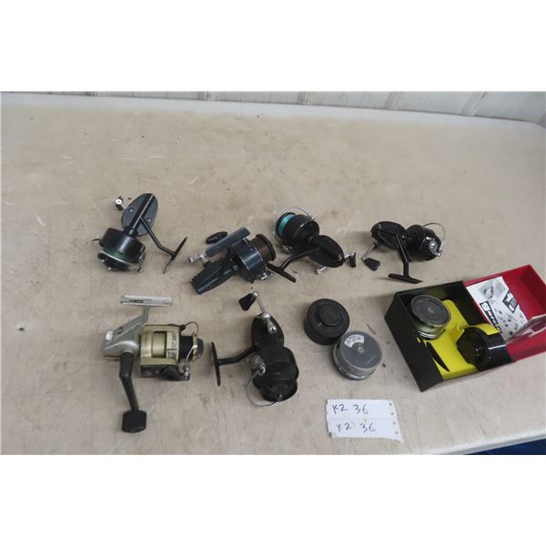 Six Fishing Reels with Line