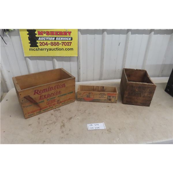 Remington Ammo Crate; Matchless Silver Polish Crock; Velve Cheese Crock