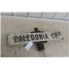 Caledonia Cr. 2-Sided Street Sign, Metal Embossed, With Cast Bracket Mount