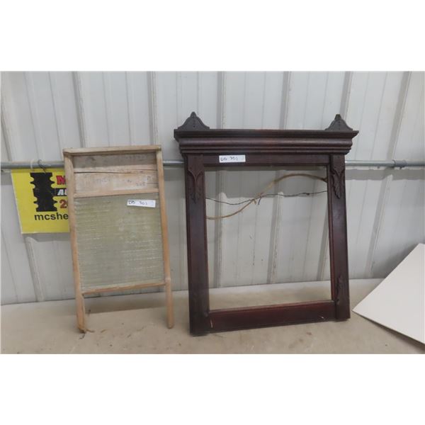 Washboard and Antique Wooden Picture Frame