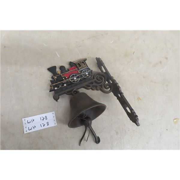 Large Cast Iron Dinner Bell With Train Display (Wall Mount)