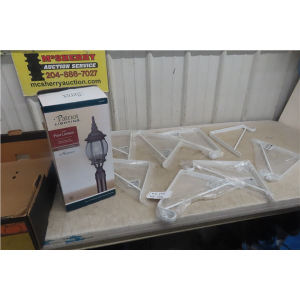 8x Shelf Brackets Or Plant Hangers + Post Lantern