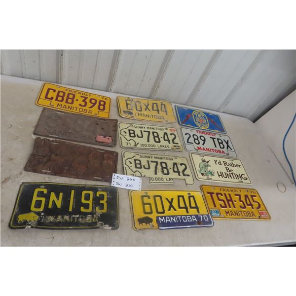 12x Licence Plates MB + Slogans 1960s And Up