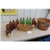 Bushell Baskets/Various Older Bottles/Clothes Line Pulley