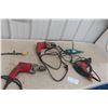 4 Power Tools: Milwaukee Hammer Drill and 1/2" Drills (x2); Makita Disc Grinder