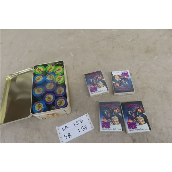 Camel Tin With Camel Poker Chips & 4 Packs Playing Cards