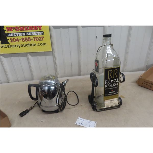 General Electric Coffee Maker, Vintage — Canada 1960 + Texas Mickey Bottle