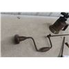 Image 4 : Vintage Wood Drill; Long Screwdriver; Yankee #10 Ratch Screwdriver; Sm Bench Vise; 1 Torch