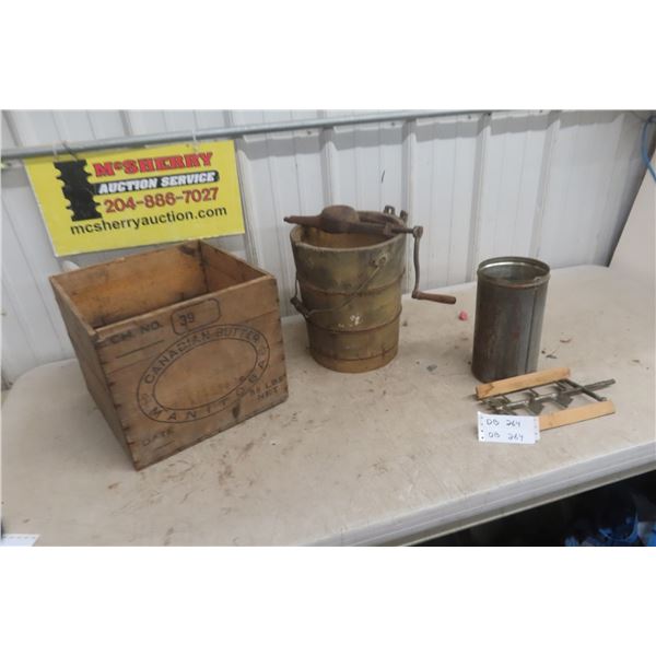 Antique Butter Crate + Ice Cream Maker