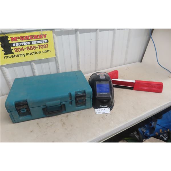 Vulcan Auto-Dark Welding Helmet; Makita Tool Case; Road Triangle Safety Reflectors