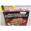 Image 2 : Wood & Brass Games Set — Chess, Checkers, Backgammon, Dominoes, Cribbage, Playing Cards
