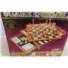 Image 3 : Wood & Brass Games Set — Chess, Checkers, Backgammon, Dominoes, Cribbage, Playing Cards