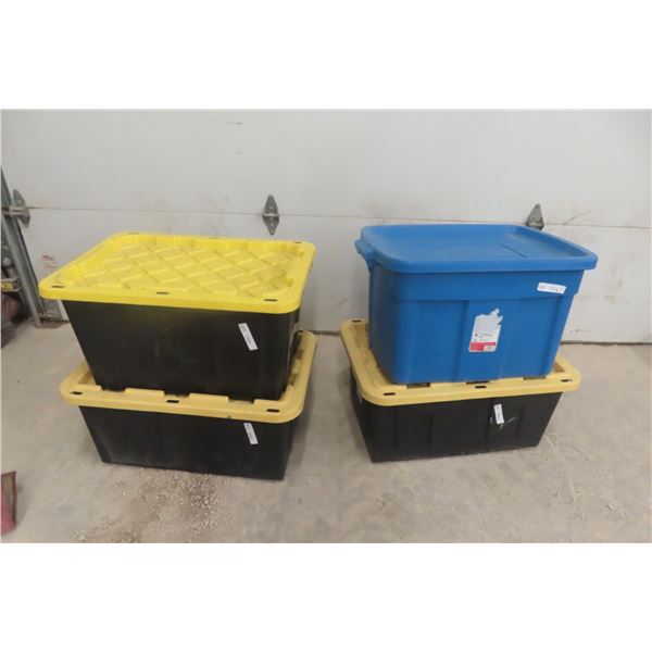 4 Storage Tubs, All With Lids