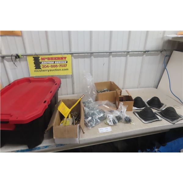 Storage Tub With Gas Line Pipe Hangers; Gas Connectors; Pipe & Flashing