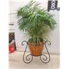 Image 2 : Silk Fern In Ceramic Pot With Metal Stand, Approx. 36" High with Additional Bouquet Flowers.