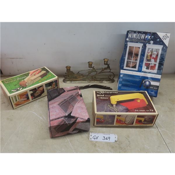 Silver-Plated Candle Holder; Window Decorating Kit; Rhinestone And Stud Setter +